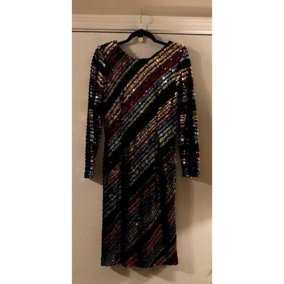 PREOWNED $425 ALCOOLIQUE RAINBOW SEQUIN PAYTON DRESS US SIZE 8 IT SIZE 44 - Picture 5 of 8